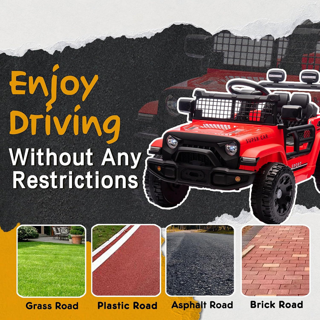 24V Ride On Jeep Car, Toddler Ride On Toys w/Parents Remote Control, One Seat Electric Car for Kids 2-4 with 4-Wheel Suspension, Bluetooth, Music, 1.86-3.11MPH Adjustable Speed, Red