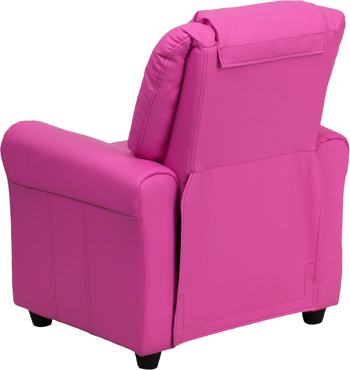 Flash Furniture Vana Vinyl Kids Recliner with Cup Holder, Headrest, and Safety Recline, Contemporary Reclining Chair for Kids, Supports up to 90 lbs., Hot Pink