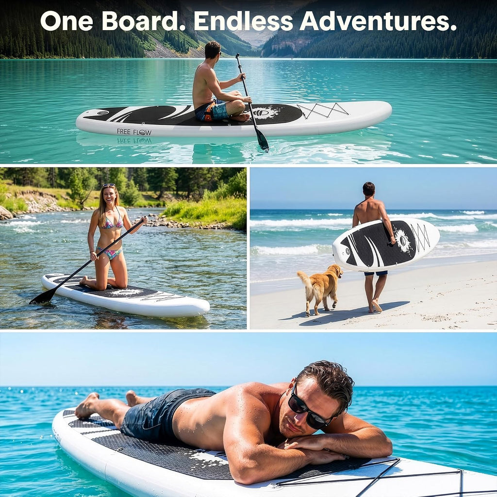 SereneLife Inflatable Stand Up Paddle Board with Premium SUP Accessories - Wide Stable Design with Non-Slip EVA Deck Pad