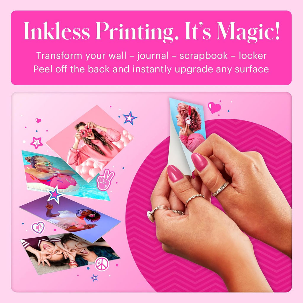 Kodak x Barbie Printomatic Full-Color Instant Print Digital Camera Barbie Starter Bundle (Signature Style)+ Barbie Deluxe Camera Case + Zink Paper (20 Sheets)