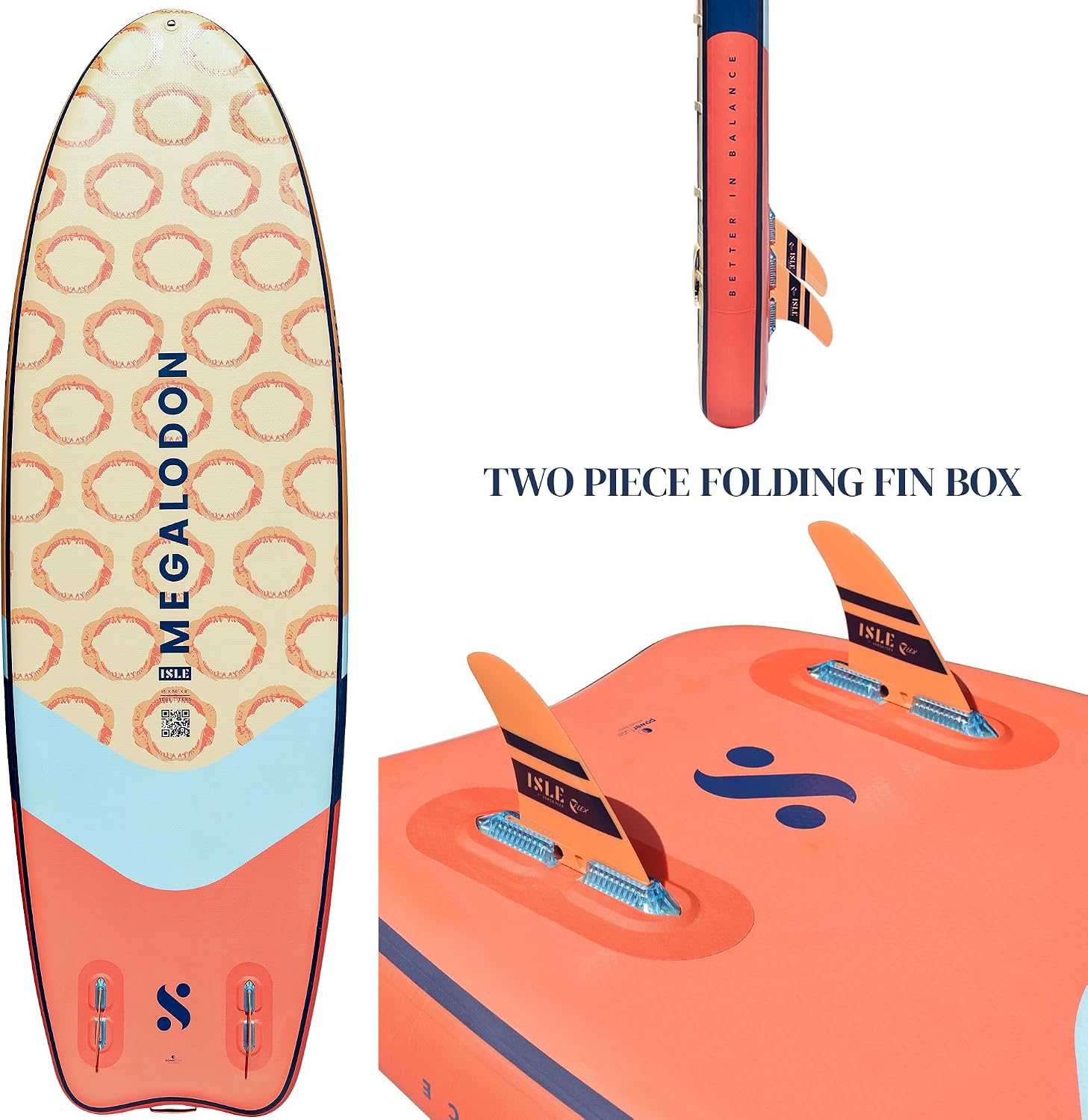 ISLE Megalodon Inflatable Stand Up Paddle Board & iSUP Bundle Accessory Pack - Up to 1,050 lbs Capacity — Durable, Lightweight, Stable — 12' L x 45' W x 8' OR 15' L x 56' W x 8'