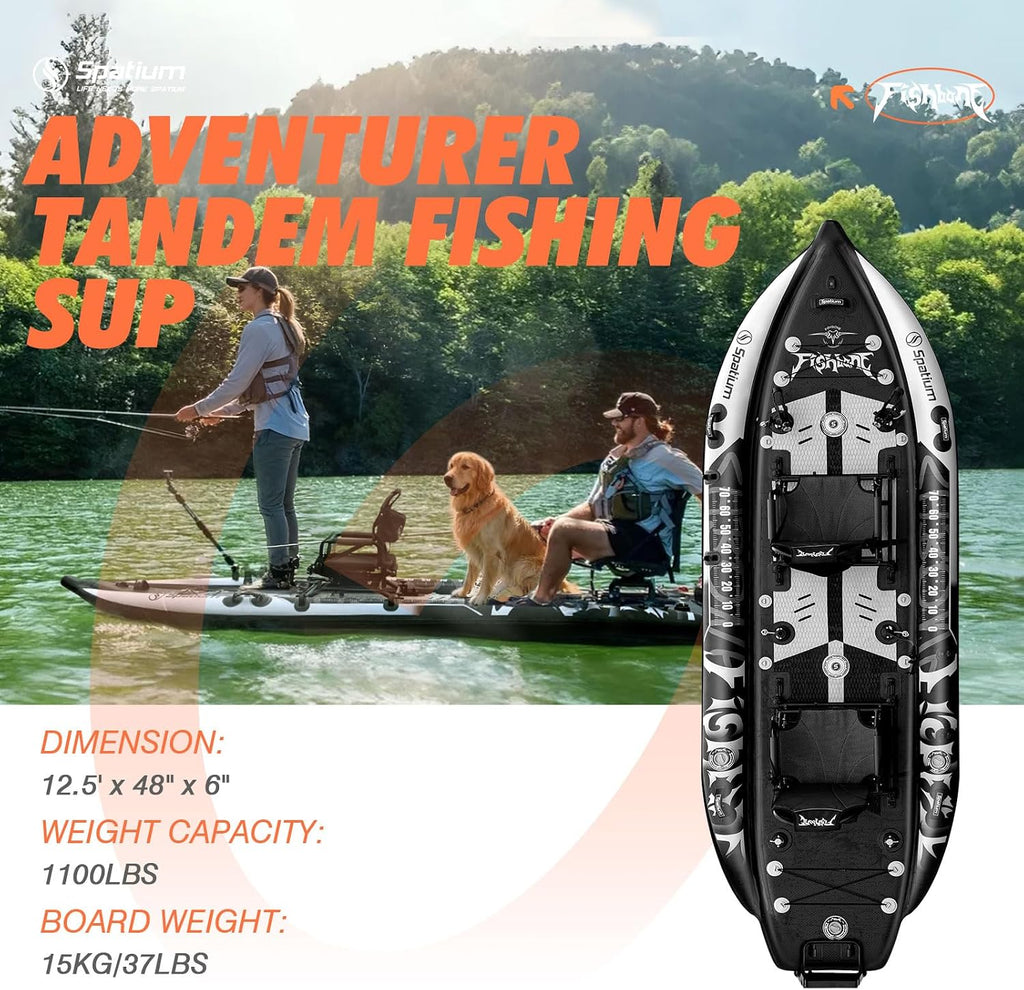 Fishing Paddle Board Triple Chamber Inflatable Stand Up Paddle Board 11'*48'*6',Fishing Kayak withPremium Accessories,Capacity 660 LBS