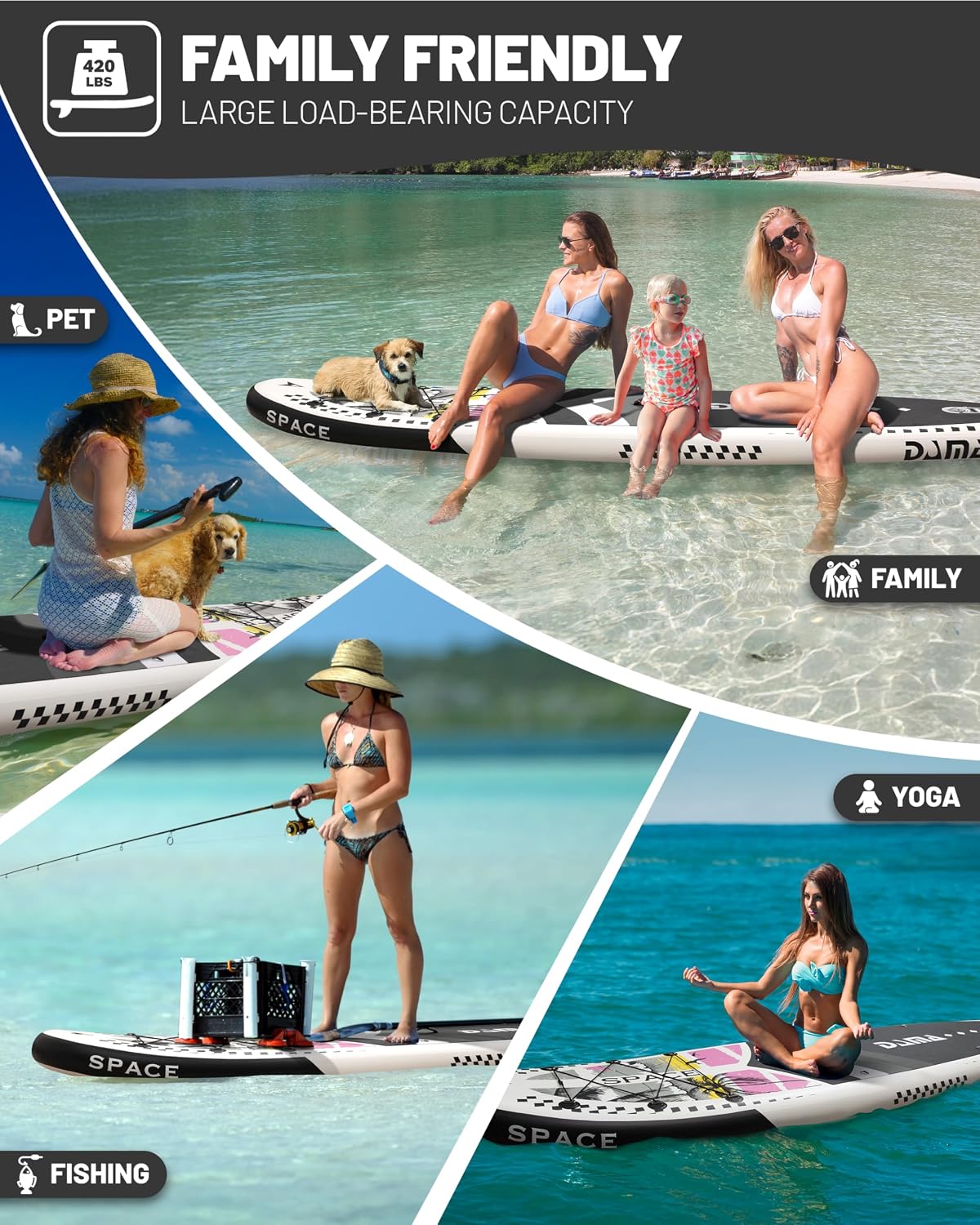 DAMA 11'*34'*6' Inflatable Paddle Board, Paddle Boards for Adults,Sup,Lightweight and Durable, Easy to Inflate, Versatile in Style, Fully Functional, Equipped w/High Grade Accessories.