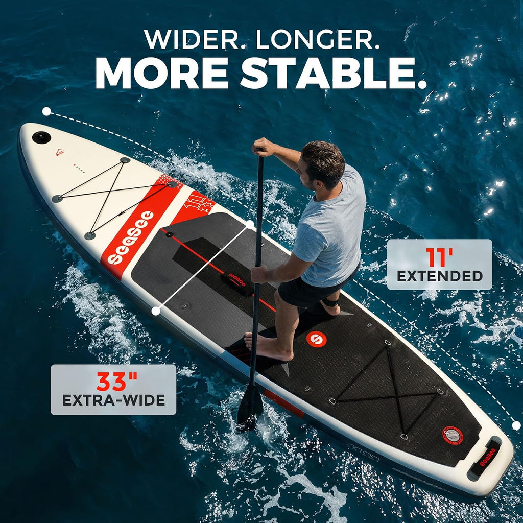 Inflatable Stand Up Paddle Board Includes Paddle, Dual Action Pump, and Accessories 11ft Lightweight iSUP, 33'*6' Wide Stable Design, Anti-Slip EVA Deck, Paddle Board for Adults