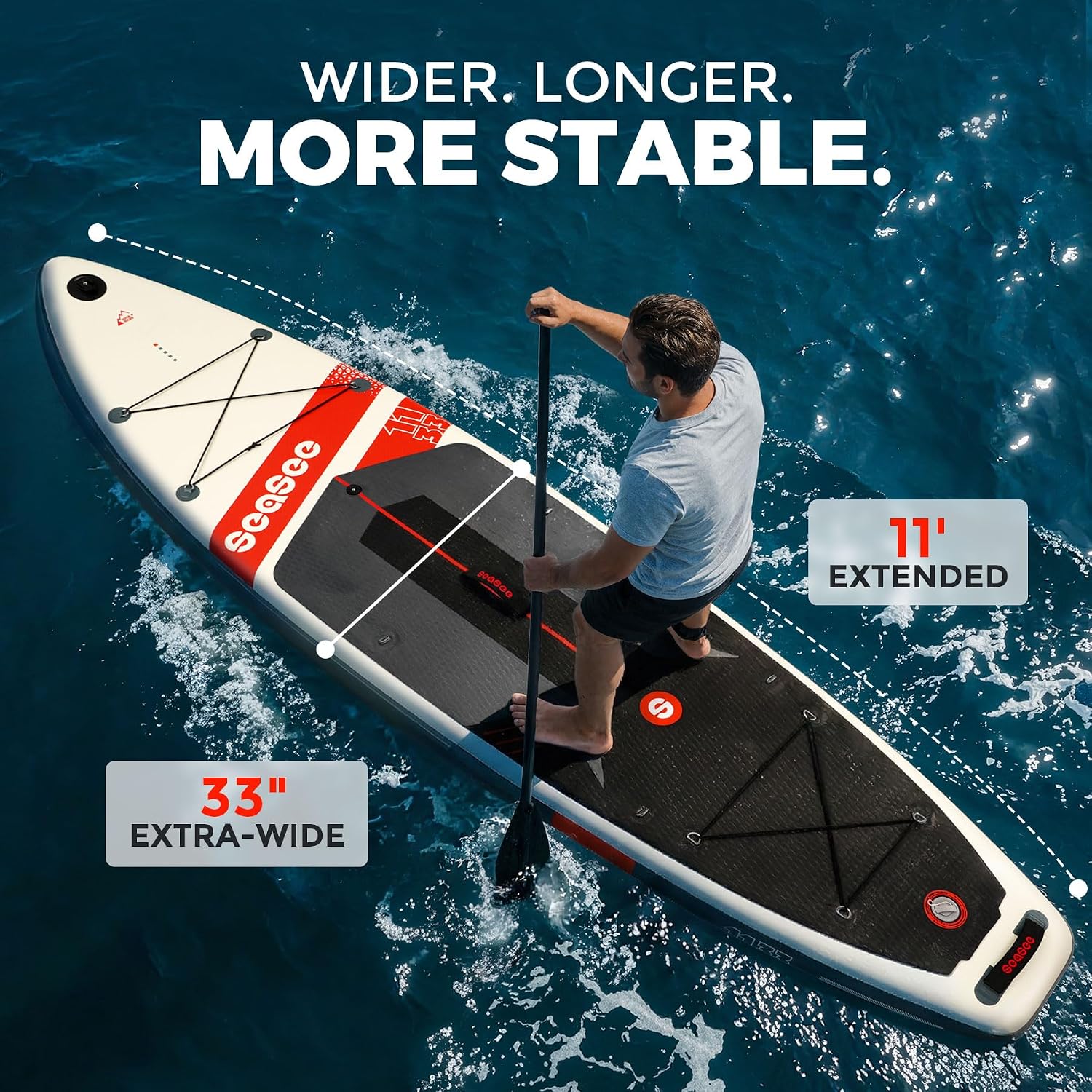Inflatable Stand Up Paddle Board Includes Paddle, Dual Action Pump, and Accessories 11ft Lightweight iSUP, 33'*6' Wide Stable Design, Anti-Slip EVA Deck, Paddle Board for Adults