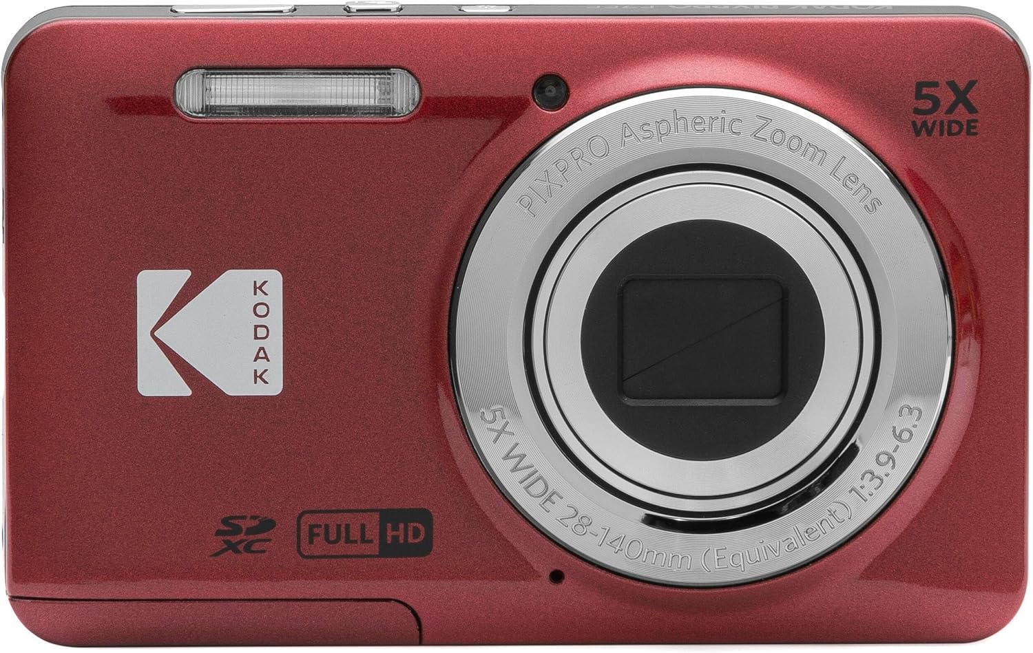 Kodak PIXPRO FZ55 Red 16MP Digital Camera 5X Optical Zoom 28mm Wide Angle 1080P Full HD Video 2.7' LCD Camera + 64GB Card and Reader + Memory Wallet + Tripod + Cleaning Bundle