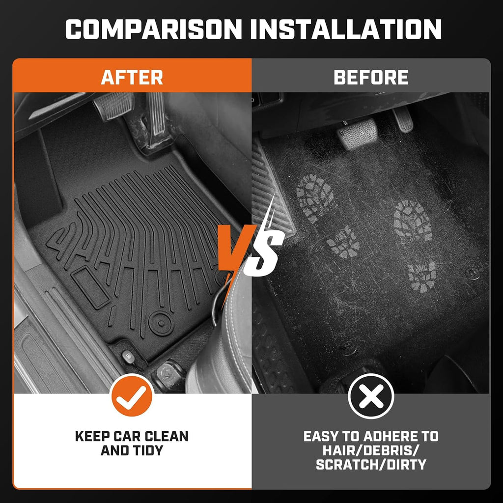 Mixsuper Floor Mat & Cargo Liner for Kia Soul 2014-2019(Not for Hybrid),All Weather TPE Floor Liners with Trunk Mat & Backrest Protectors,Soul Accessories,Anti-Slip Floor Liners Set, Black