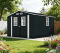 8x8 FT Outdoor Storage Shed:Heavy-Duty Metal Garden Sheds & Outdoor Storage Solution with 4 Daylight Windows,Lockable Doors,Waterproof&UV-Resistant,Shed for Backyard Tool Storage (Dark Gray)