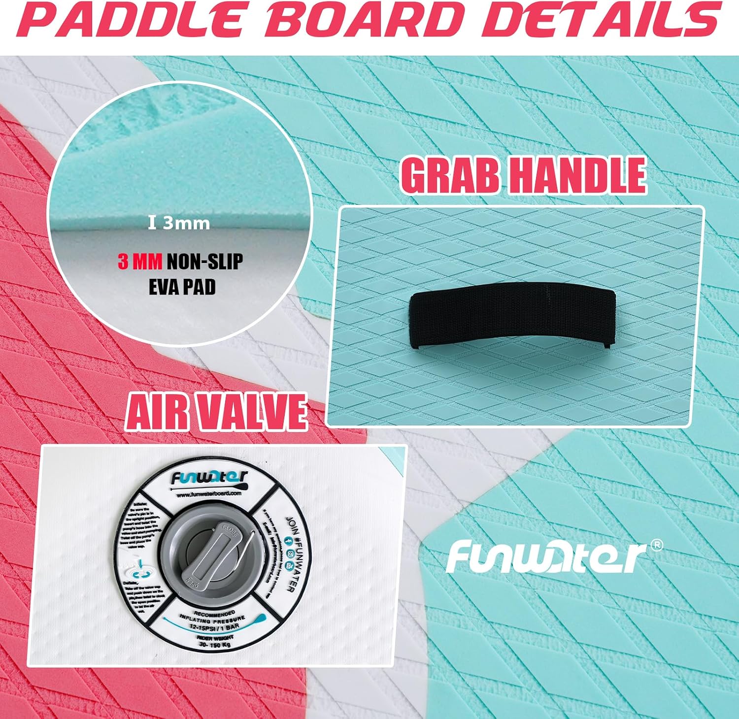 FunWater Inflatable Stand Up Paddle Board 10'6'/11'/11'6' Paddle Board for Adults & Youth, Paddleboards Inflatable with Premium SUP Accessories, Wide Stable, Non-Slip Comfort Deck