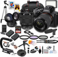 Sony a7 III Mirrorless Digital Camera 24MP w/ 28-70mM Lens, 128GB Extreme Memory,Microphone, 120LED Video Light, Filters, Case Tripod, Grip, and More – Pro Photo Bundle (44pc Bundle)