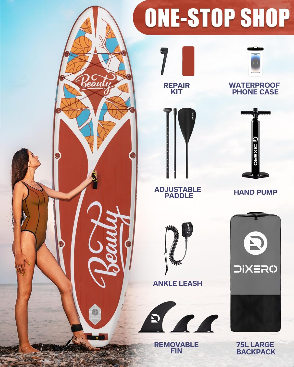 Inflatable Stand Up Paddle Board with SUP Accessories, 11'*33' Inflatable Paddle Boards for Adults & Youth of All Skill Levels