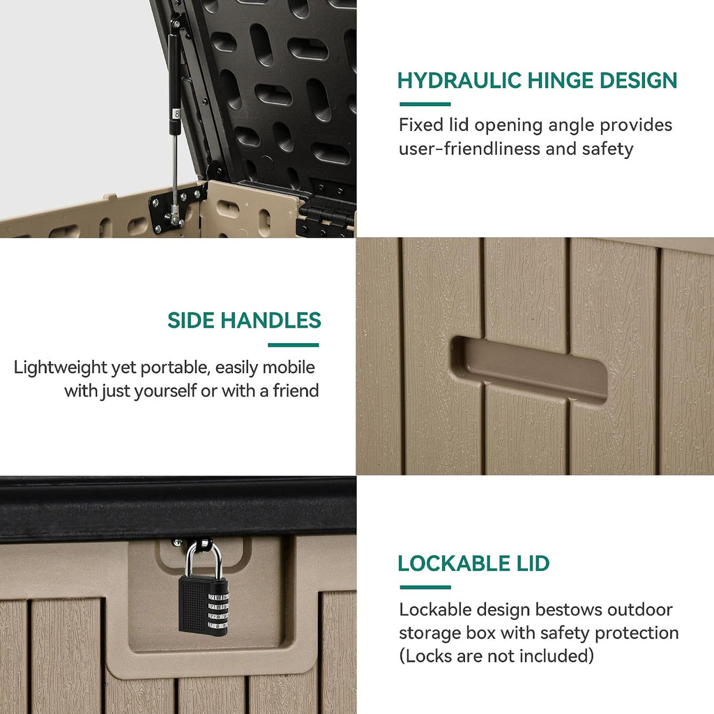 YITAHOME 260 Gallon Large Deck Box with Divider & Side Handles, Outdoor Double-Wall Storage for Patio Furniture Cushions, Garden Pool Accessories, Waterproof & Lockable