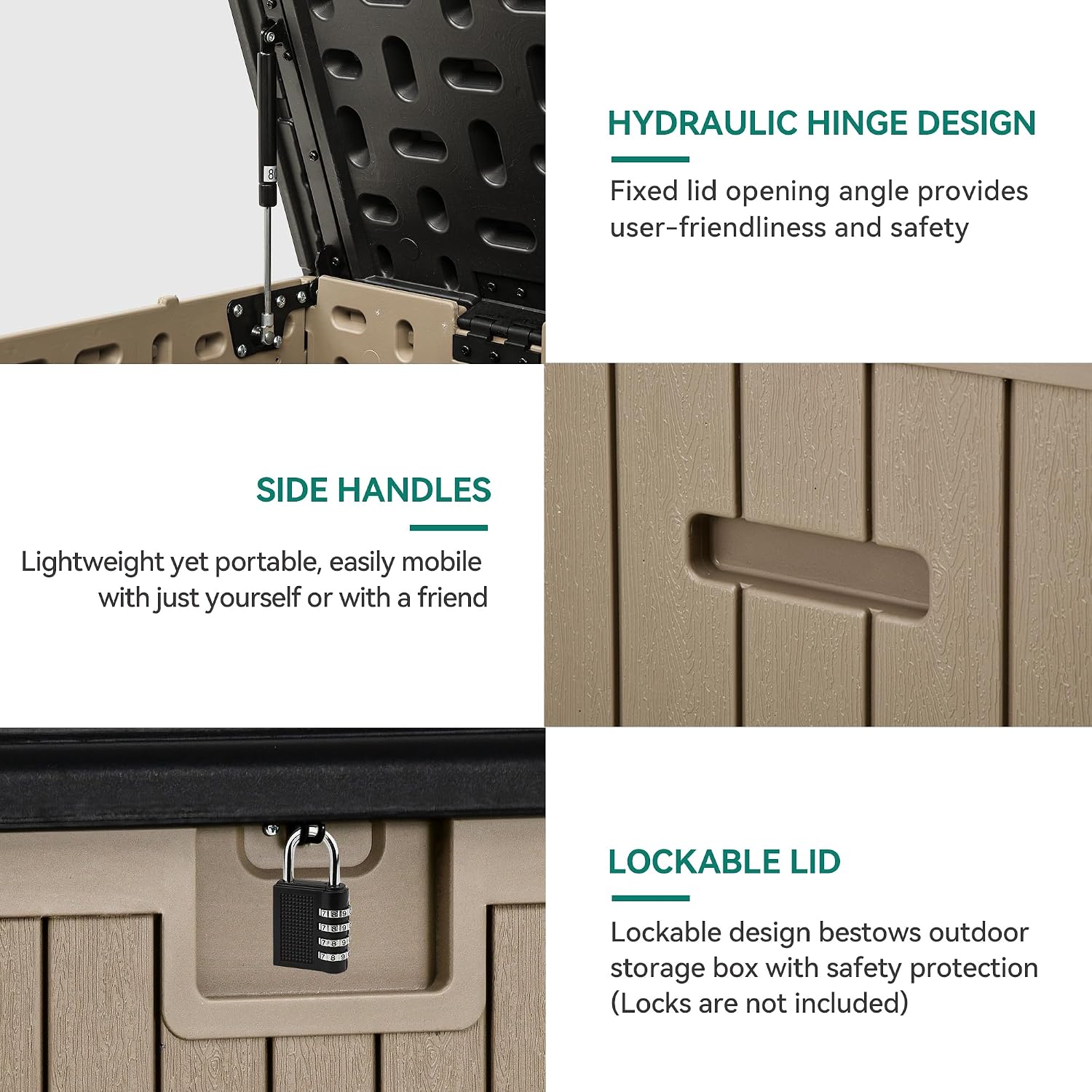 YITAHOME 260 Gallon Large Deck Box with Divider & Side Handles, Outdoor Double-Wall Storage for Patio Furniture Cushions, Garden Pool Accessories, Waterproof & Lockable