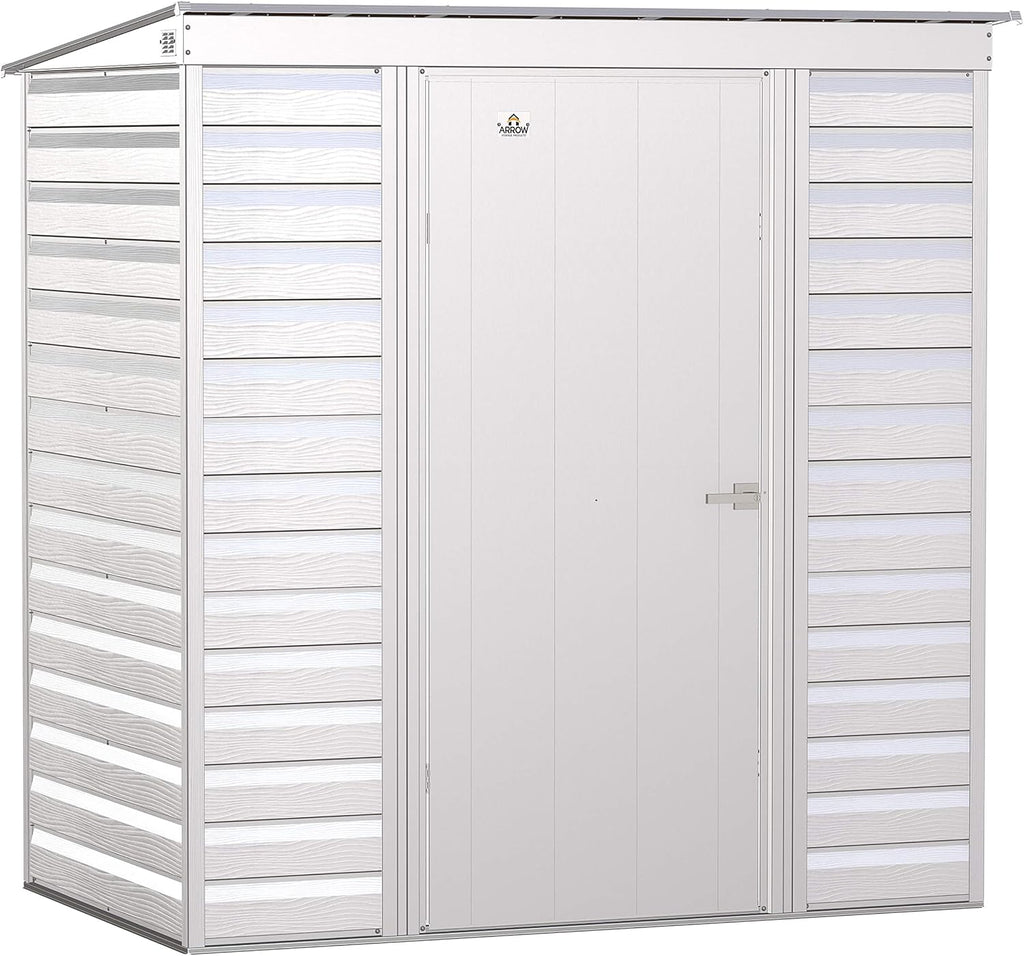 Arrow Select 6' x 4' Outdoor Lockable Steel Storage Shed Building, Flute Grey
