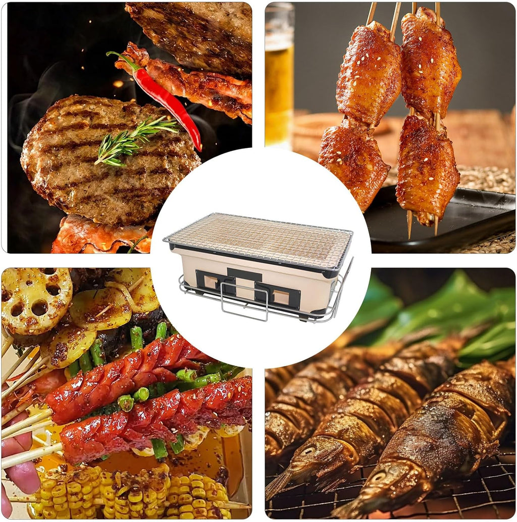 AIZYR Japanese Yakiniku Grill Clay Tabletop BBQ Grill, Charcoal Stove Korean Barbecue Grill, Household Charcoal Gril for Home Outdoor Camping Traveling