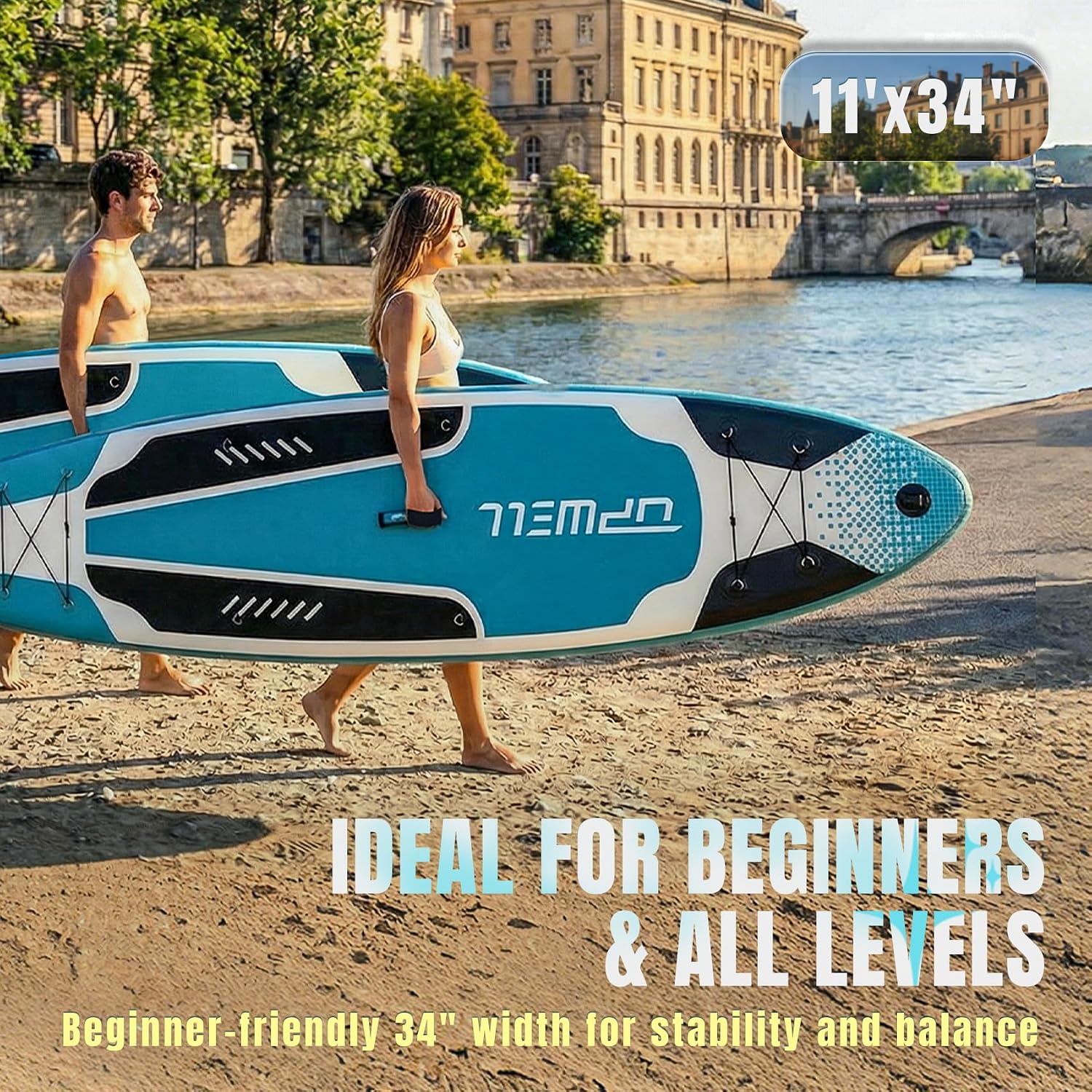 UPWELL 10'6'/11'/11'6' Inflatable Paddle Board, Stand Up Paddlboard for Youth & Adults, Stable Design, Premium SUP Accessories, Backpack, Leash, Hand Pump, Fins