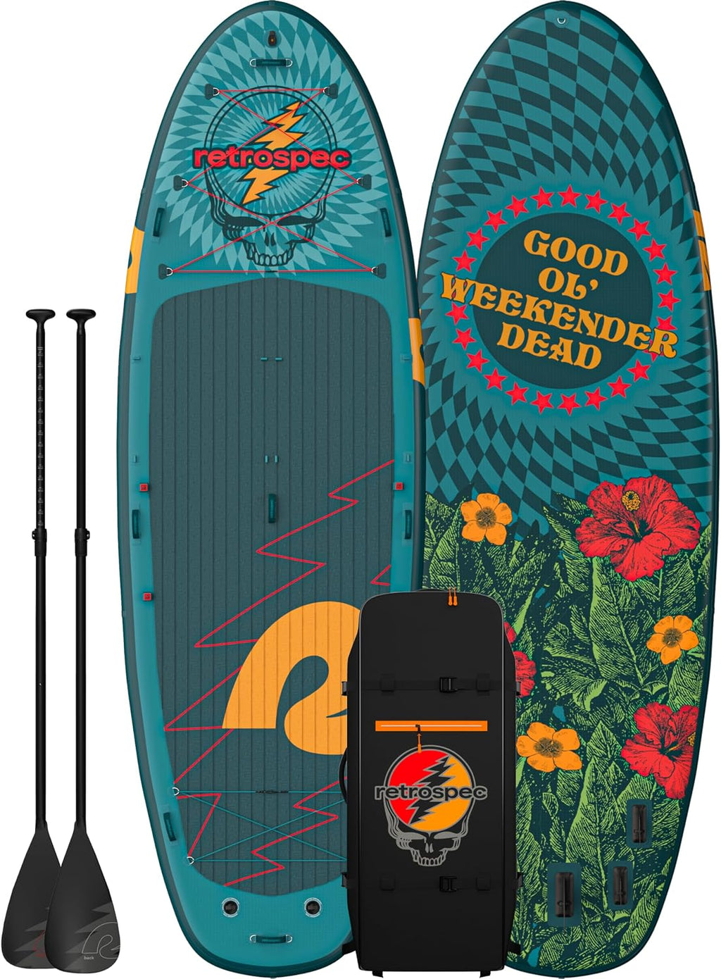 Retrospec Weekender Crew Inflatable Paddle Board - 12ft & 15ft XL Multi-Person iSUP with 400 & 1050lb Capacity & No-Slip Deck - Includes 2 Paddles & Accessories