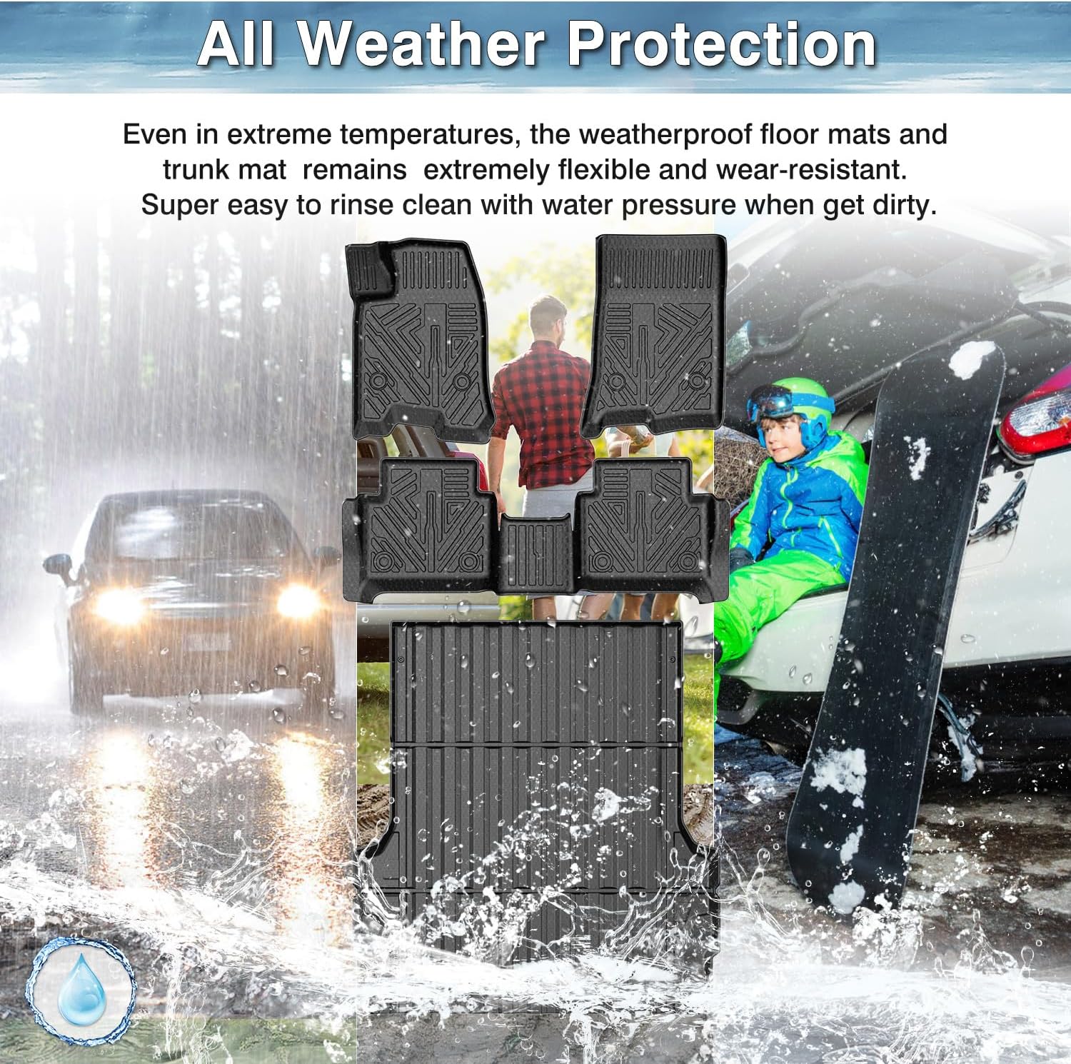 Mixsuper Floor Mats for 2023-2026 Chevrolet Colorado/GMC Canyon Crew Cab (Only for 5FT Bed), All Weather Truck Bed Liner and 2 Row Floor Liners Accessories Set Black