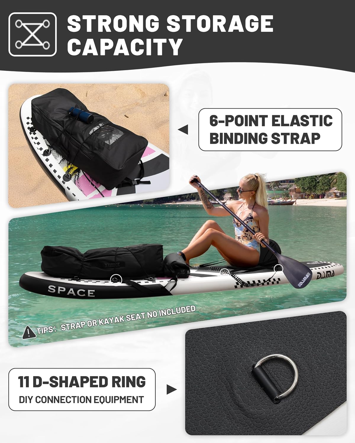 DAMA 11'*34'*6' Inflatable Paddle Board, Paddle Boards for Adults,Sup,Lightweight and Durable, Easy to Inflate, Versatile in Style, Fully Functional, Equipped w/High Grade Accessories.