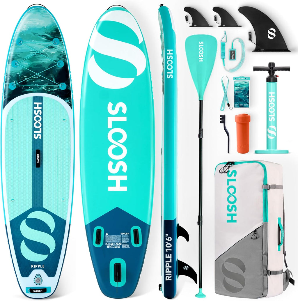 SLOOSH Inflatable Stand Up Paddle Board, 10'6' Paddle Boards with Premium Accessories, Non-Slip EVA Deck, Ultra-Light Carry Bag Pump, Ripple SUP for Youth & Adults of All Skill Levels