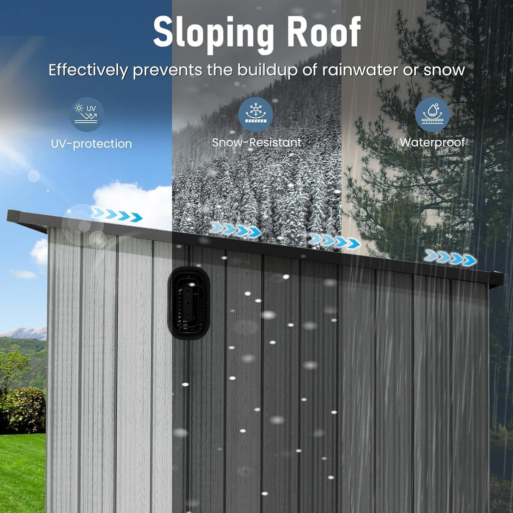 Domi 6.2X11FT Resin Outdoor Storage Shed, Plastic Garden Shed with Carpet, All Weather Outside Storage Building for Lawn Mower, Tools, Bike, Backyard