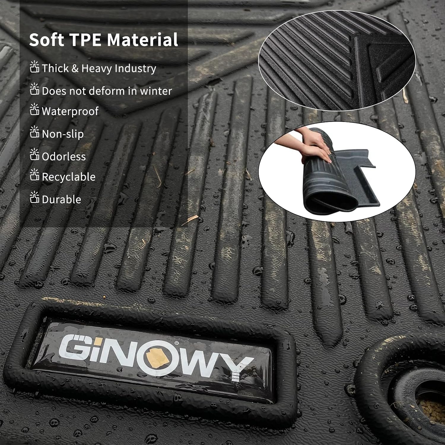 GINOWY-Floor Mats & Cargo Liner for 2023-2026 Lexus RX / RX350 / RX350h / RX500h, Custom Fit for RX Cargo Trunk Mat, Cargo Floor Liners for RX 2023 2024 2025 Accessories(NOT for RX450h & PHEV)