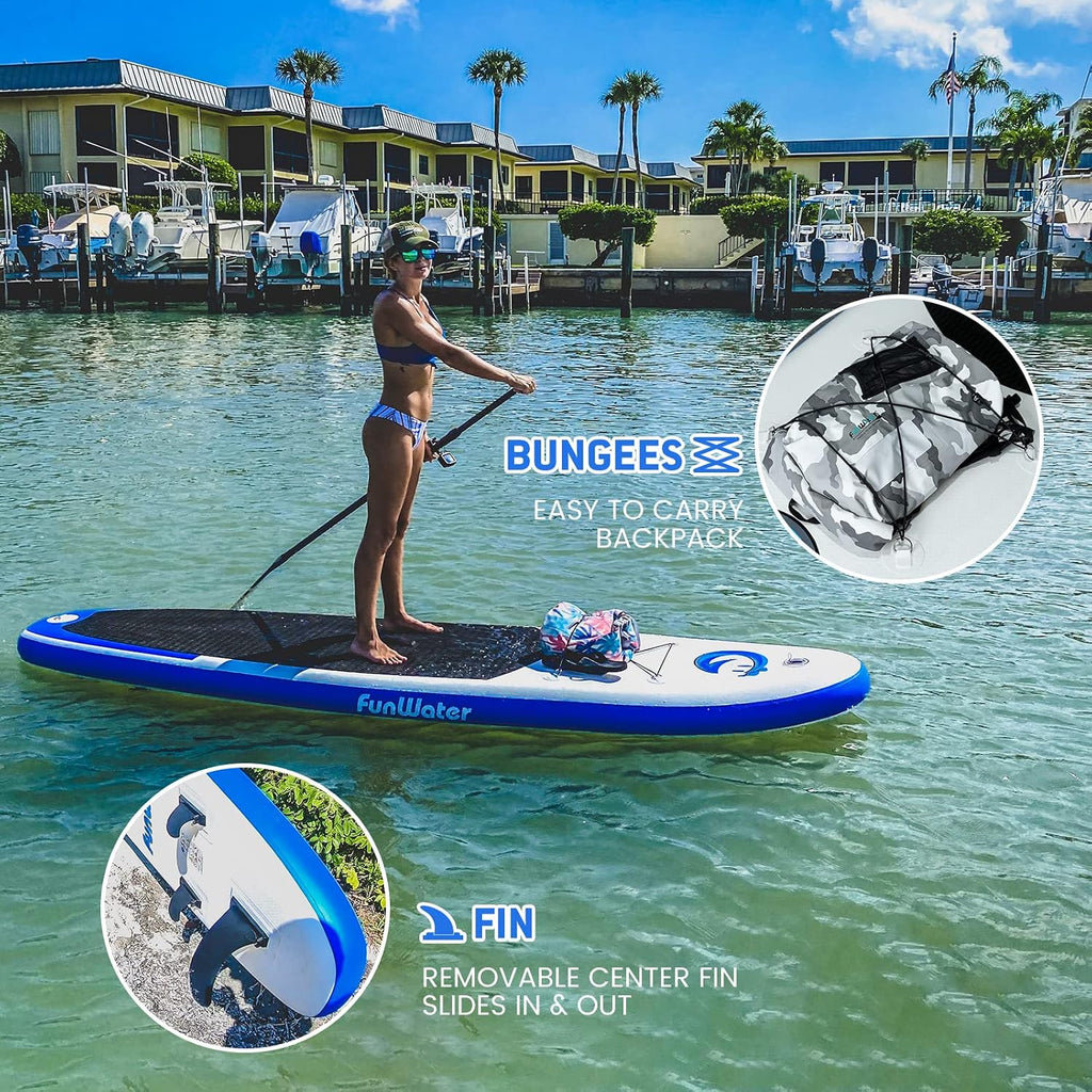 FunWater Stand Up Paddle Board Ultra-Light Inflatable Paddleboard with SUP Accessories for Adults & Youth of All Skill Levels