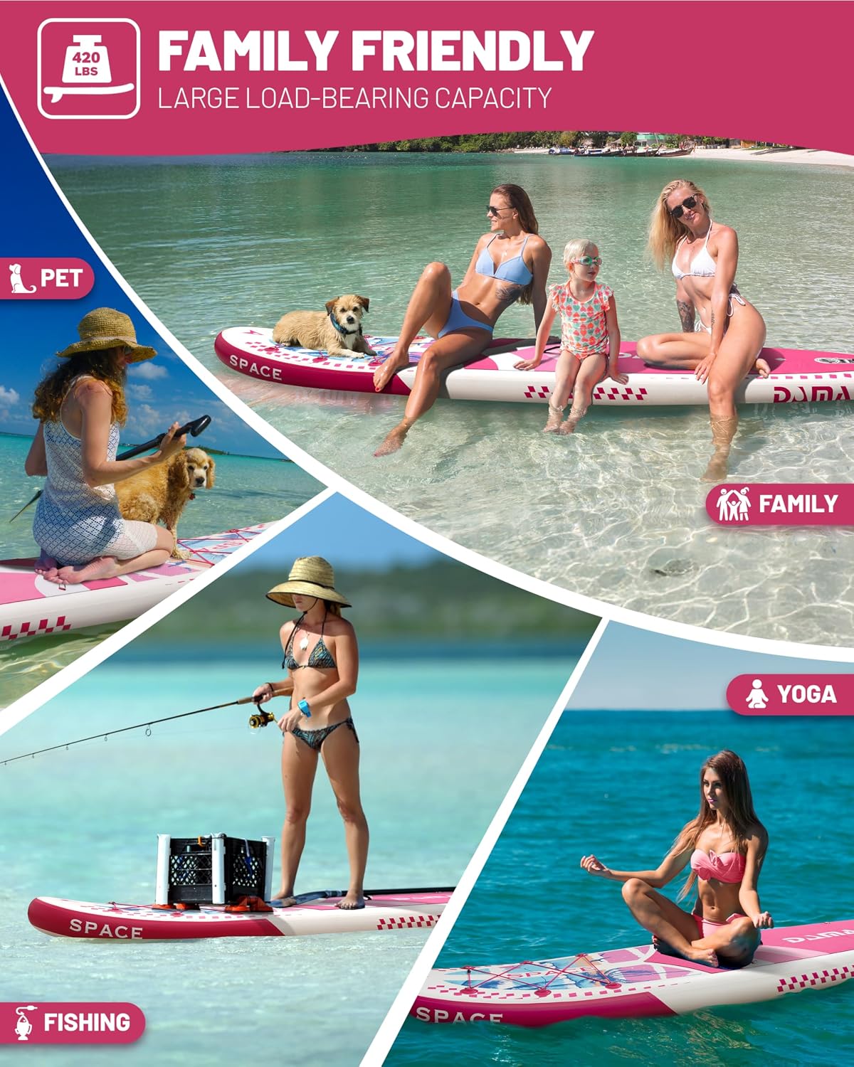 DAMA 11'*34'*6' Inflatable Paddle Board, Paddle Boards for Adults,Sup,Lightweight and Durable, Easy to Inflate, Versatile in Style, Fully Functional, Equipped w/High Grade Accessories.