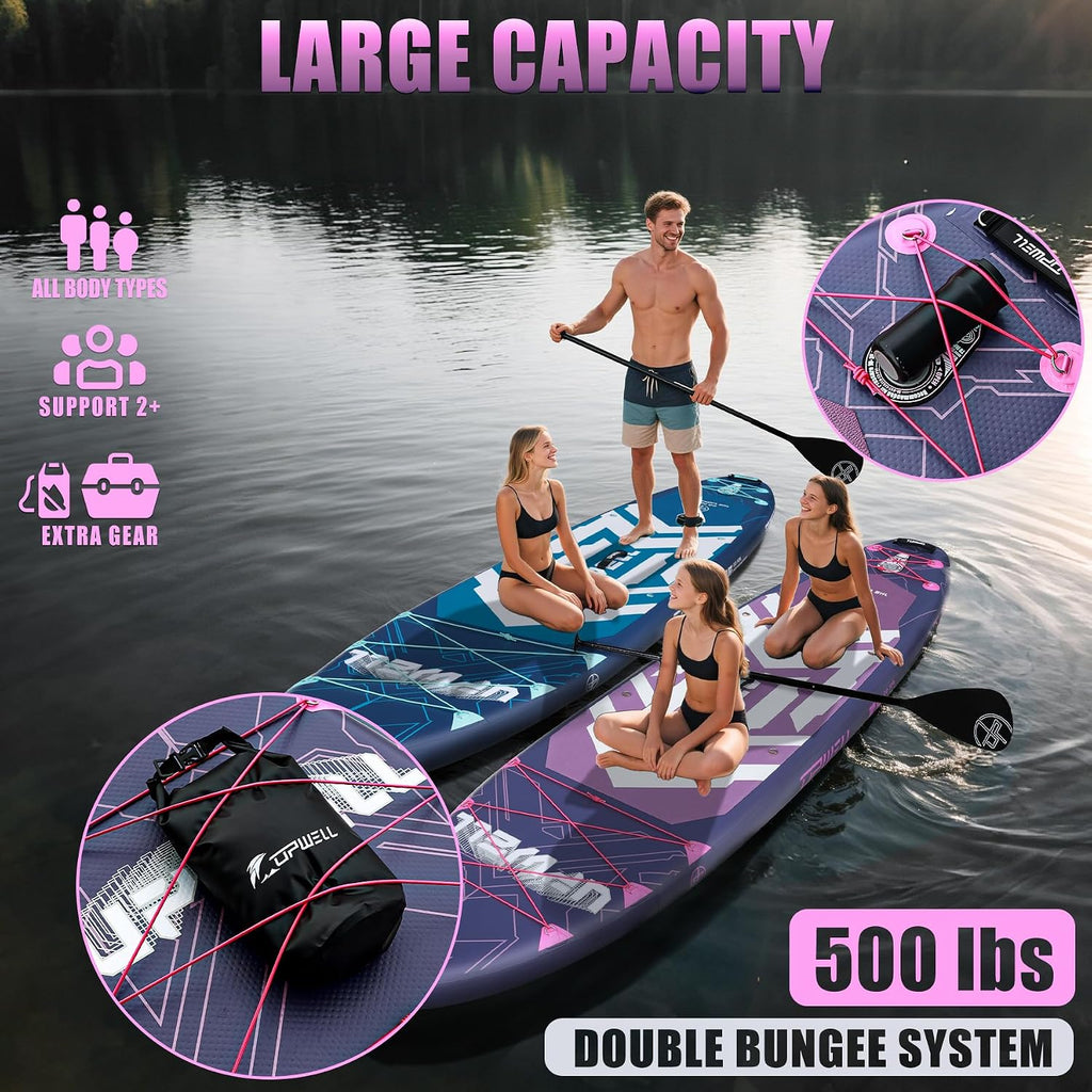 UPWELL 11'6'×35' Extra Wide Inflatable Paddle Board, Stand Up Paddle Board for Youth & Adults, Stable Design, Premium SUP Accessories, 120L Backpack, 10L Dry Bag, Paddle, Leash, Hand Pump, US Fins