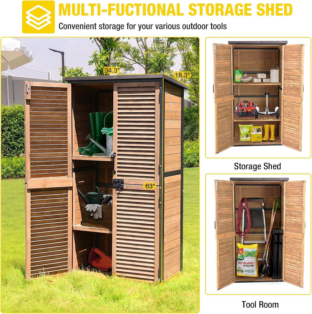 Aivituvin Outdoor Storage Shed with Floor - Strong Metal Frame, Adjustable Shelves, Ventilated Blinds - Ideal for Garden Tools Cabinets Waterproof - Best in Sheds & Outdoor Storage