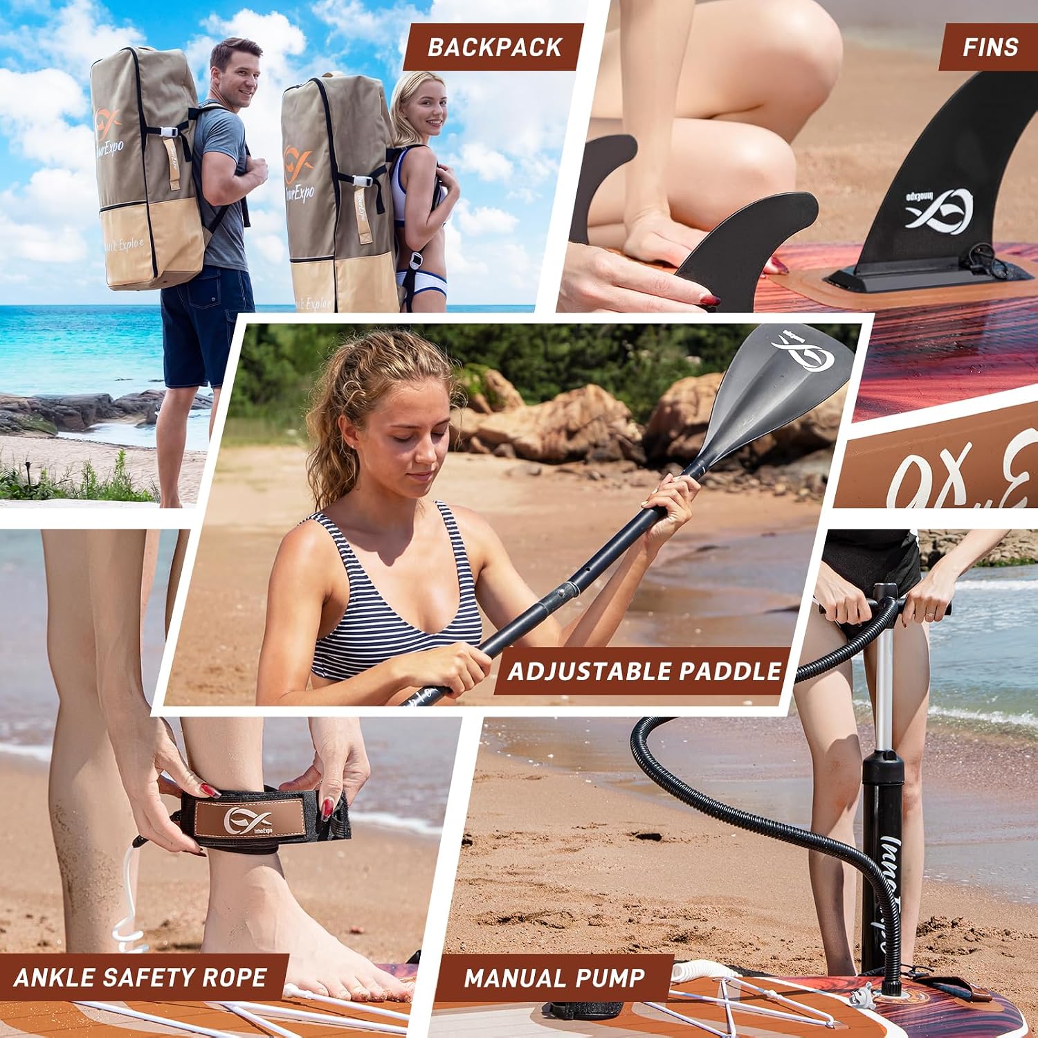 InnoExpo 11' Inflatable Stand Up Paddle Boards with Premium Accessories, Wide Stable SUP Paddle Board Design, Non-Slip Comfort Deck for Youth & Adults