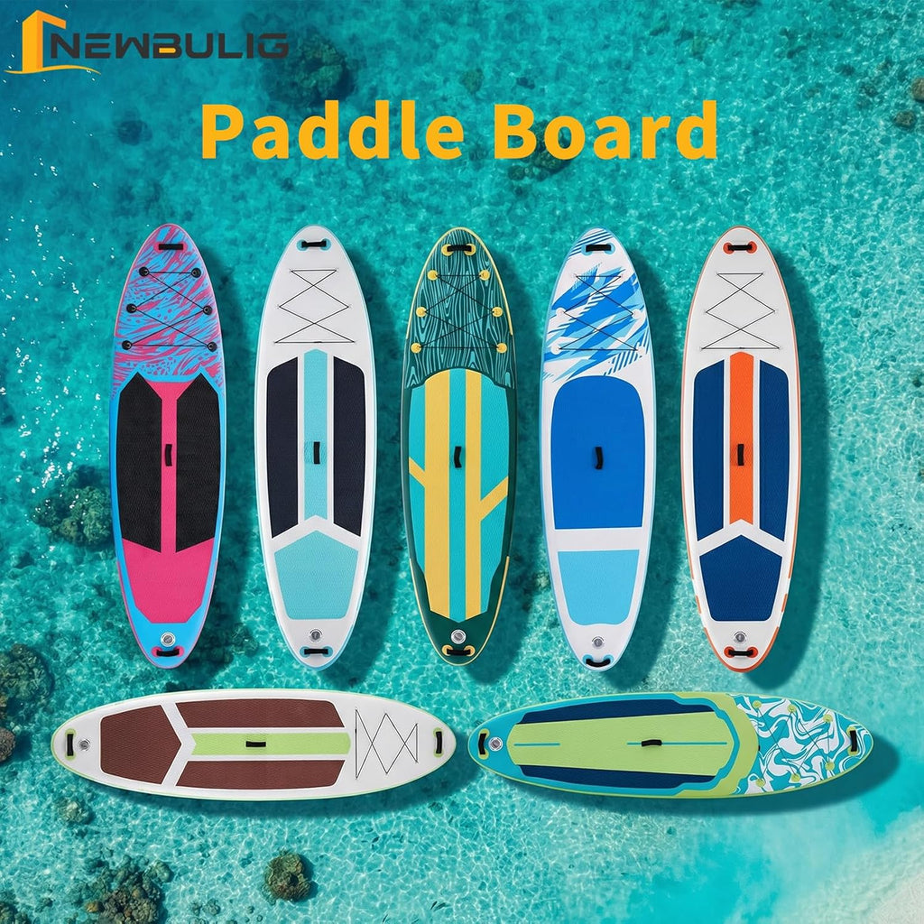 NEWBULIG 33' Inflatable Paddle Board SUP, Stand Up Paddle Board Blow Up with 3 Carry Handles, Non-Slip Deck Pad, Complete Kit with Pump, Leash & Backpack for Beginners/Adults