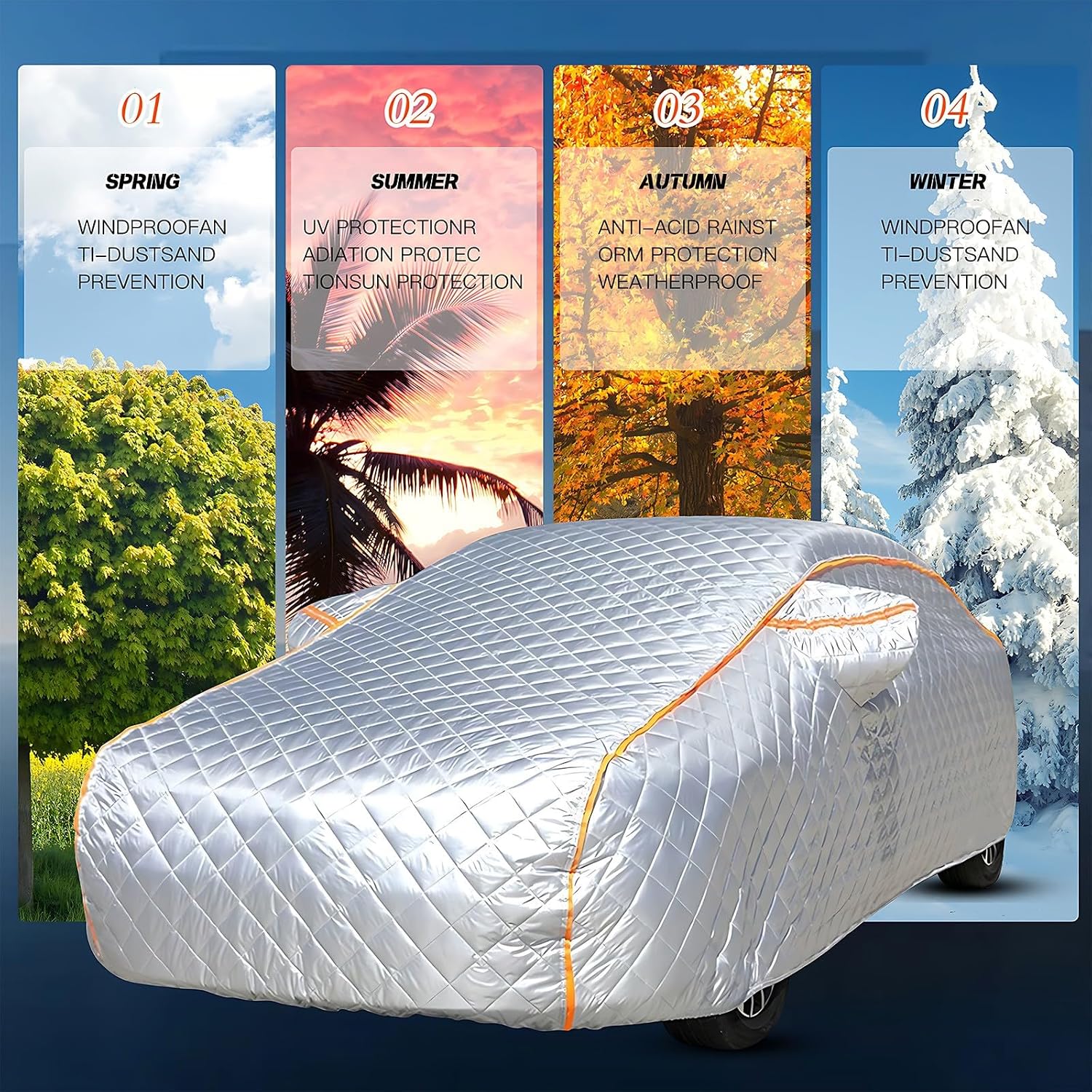 Hail Protector Car Cover Custom Fit for Ford Edge SEL 2023-2025, Hail car Cover with Cotton, Windproof Rain Snow Protection, with Zipper Door and Reflective Strips XXX