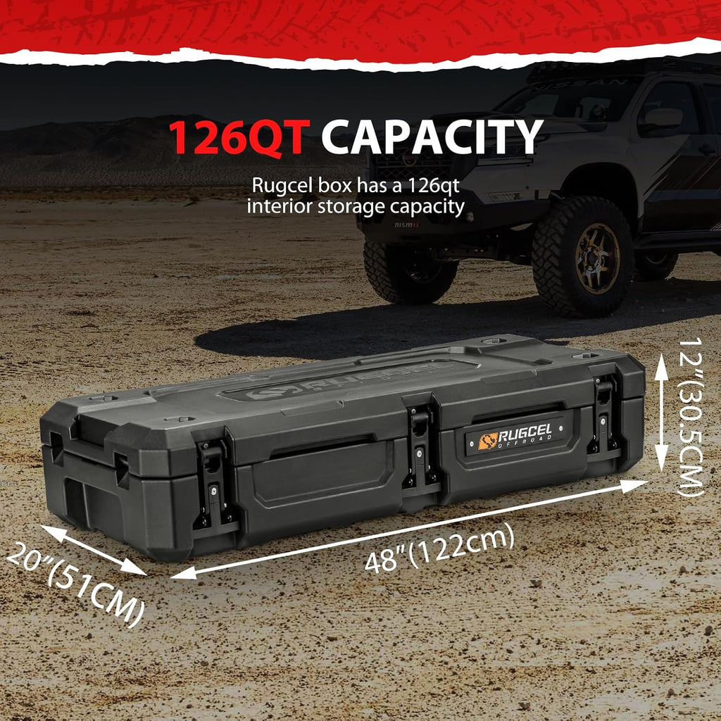 RUGCEL 126QT Waterproof Dry Storage Box - Heavy Duty Overland Off-Road Storage Case for Camping, Vehicle Trunk, Roof Rack.