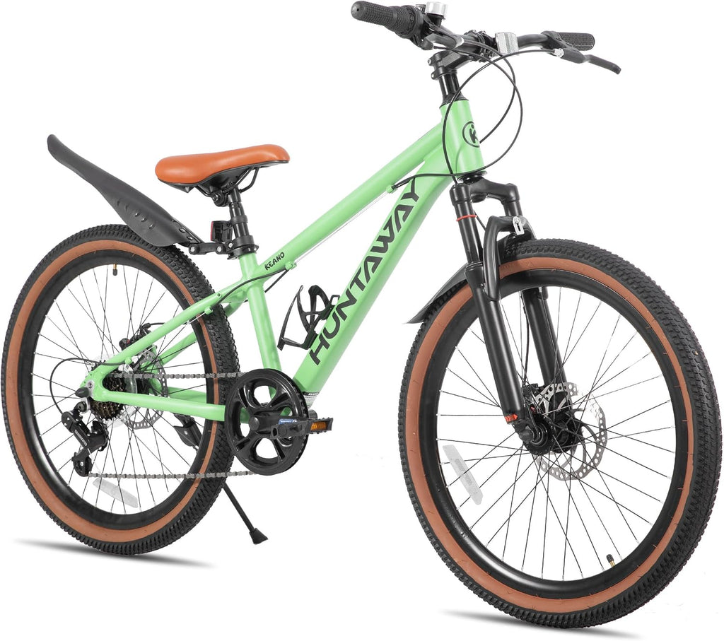 KEANO Huntaway 20 24 Inch Kids Bike for Boys & Girls Ages 7-12 Years Hardtail Mountain Bike for Kids with Aluminum Frame and 7-Speed Drivetrain Children Bicycle