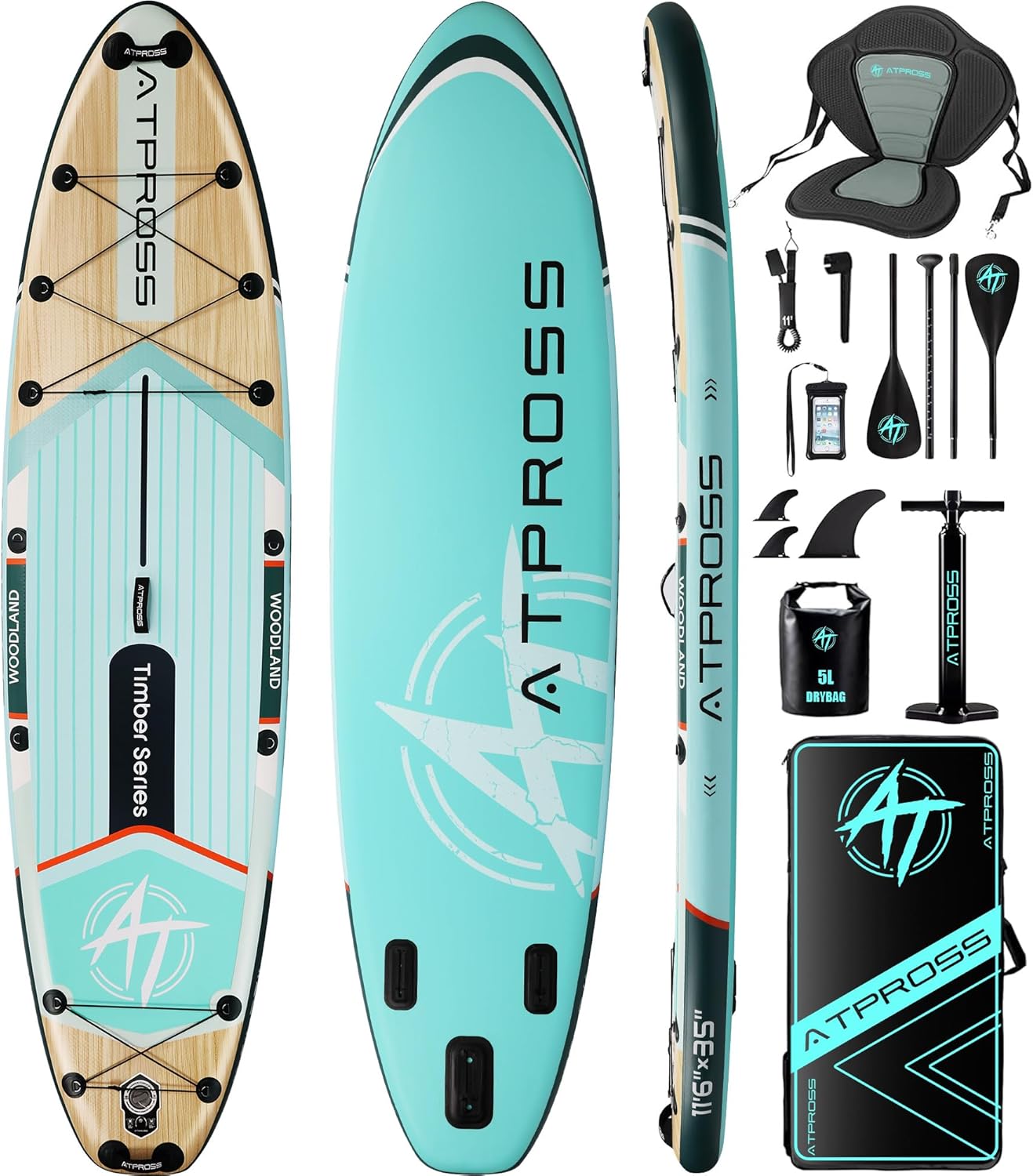 11'6'x35' Inflatable Paddle Board, 450lbs Extra Wide Stand Up Paddleboard for Adults with Premium SUP Accessories Kit & Backpack, Blow Up Kayak Non-Slip Stable Deck Boat for Yoga Fishing Surf