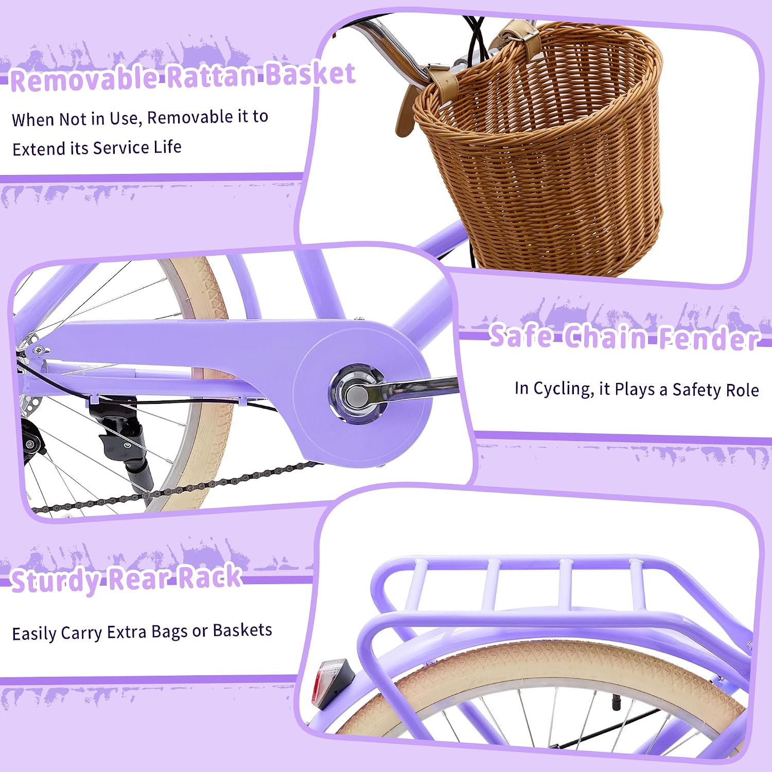 DEYGIA Kids Bike, Retro Cruiser Bike for Girls, 20 24 Inch 7-Speed Kids Bicycles for Ages 6-14 Girls Youth with Rattan Basket, Dual-Disc Brake Carbon Steel Frame Lightweight Bicycle, Multiple Colors