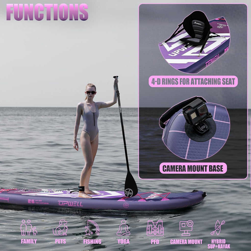 UPWELL 11'6'×35' Extra Wide Inflatable Paddle Board, Stand Up Paddle Board for Youth & Adults, Stable Design, Premium SUP Accessories, 120L Backpack, 10L Dry Bag, Paddle, Leash, Hand Pump, US Fins