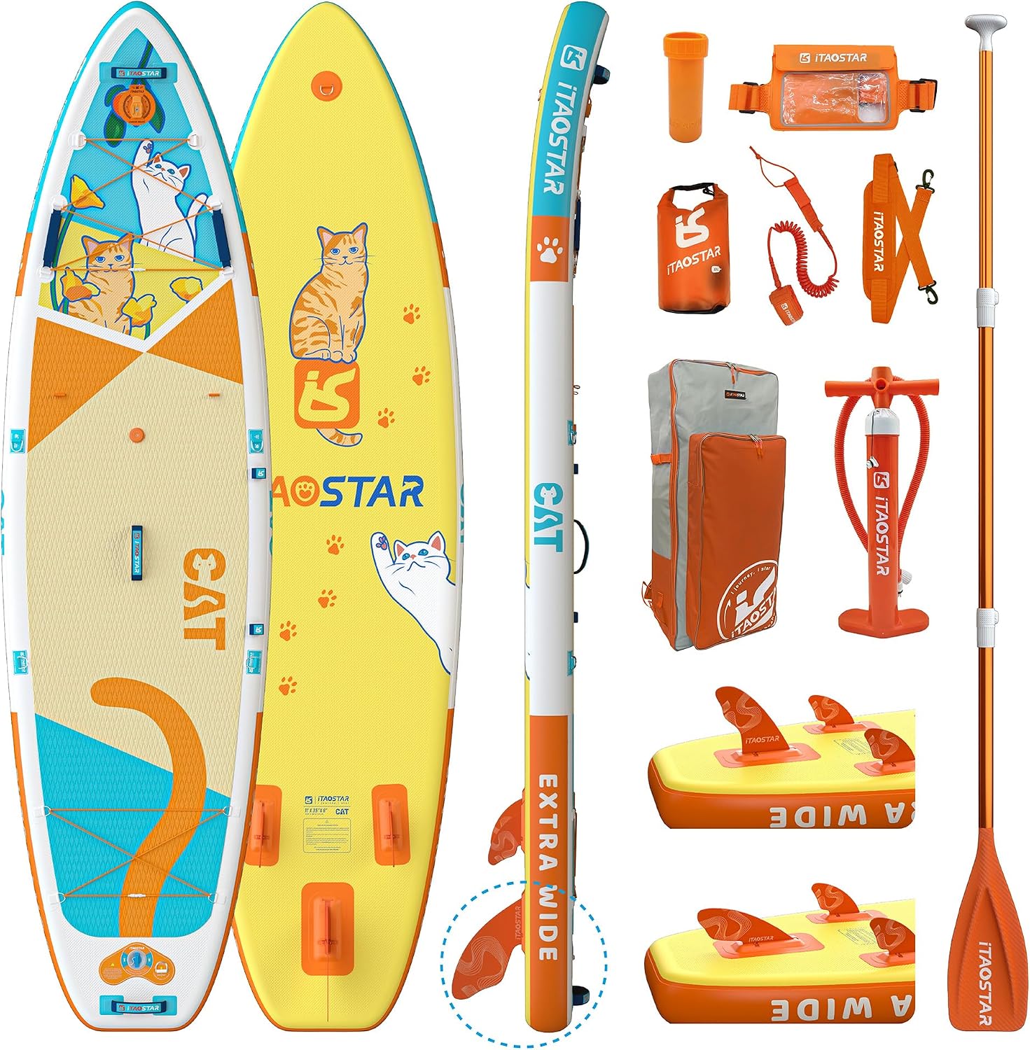 iTAOSTAR Pets 8'×29' / 11'×35' / 11'6'×34'/11'×34' Inflatable Paddle Board, One-Stop Premium SUP Accessories, Extra Wide Paddle Board for More Balance, Tailored Fins for More Fun