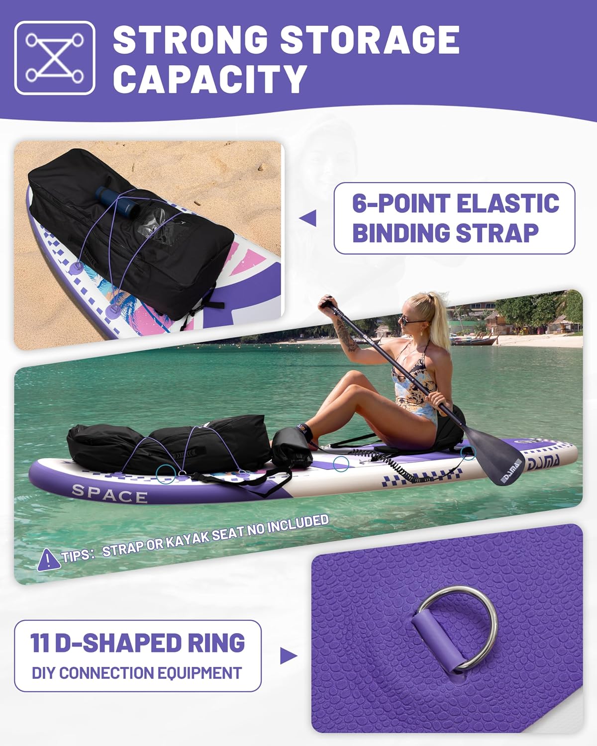 DAMA 11'*34'*6' Inflatable Paddle Board, Paddle Boards for Adults,Sup,Lightweight and Durable, Easy to Inflate, Versatile in Style, Fully Functional, Equipped w/High Grade Accessories.