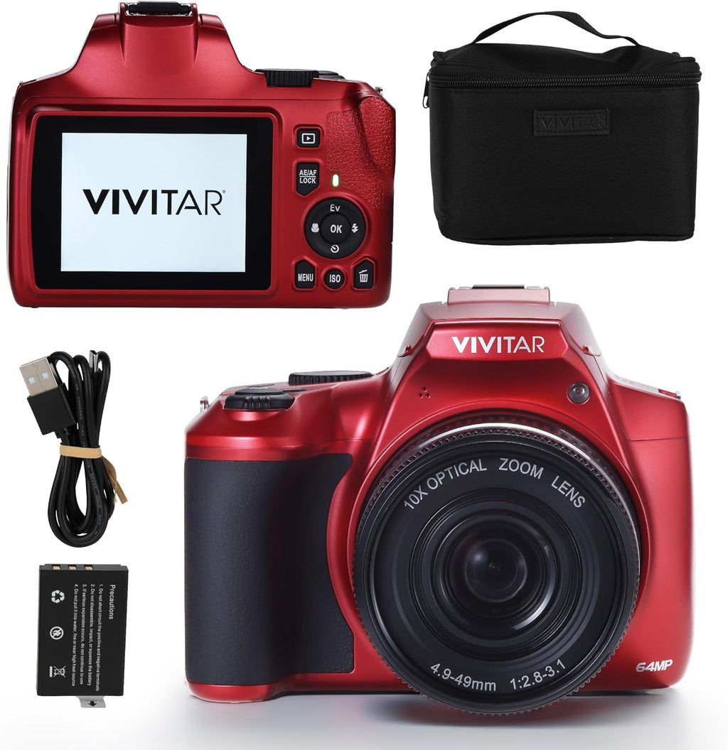 4K Digital Camera with 64 MP, 10x Optical Zoom, 3.0' LCD Display, LED Flash, Auto Focus, Macro Mode, 4K Video Recording, Memory Included, Photography and Vlog Camera