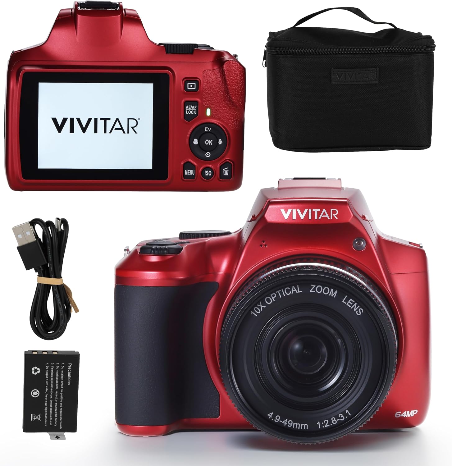 4K Digital Camera with 64 MP, 10x Optical Zoom, 3.0' LCD Display, LED Flash, Auto Focus, Macro Mode, 4K Video Recording, Memory Included, Photography and Vlog Camera