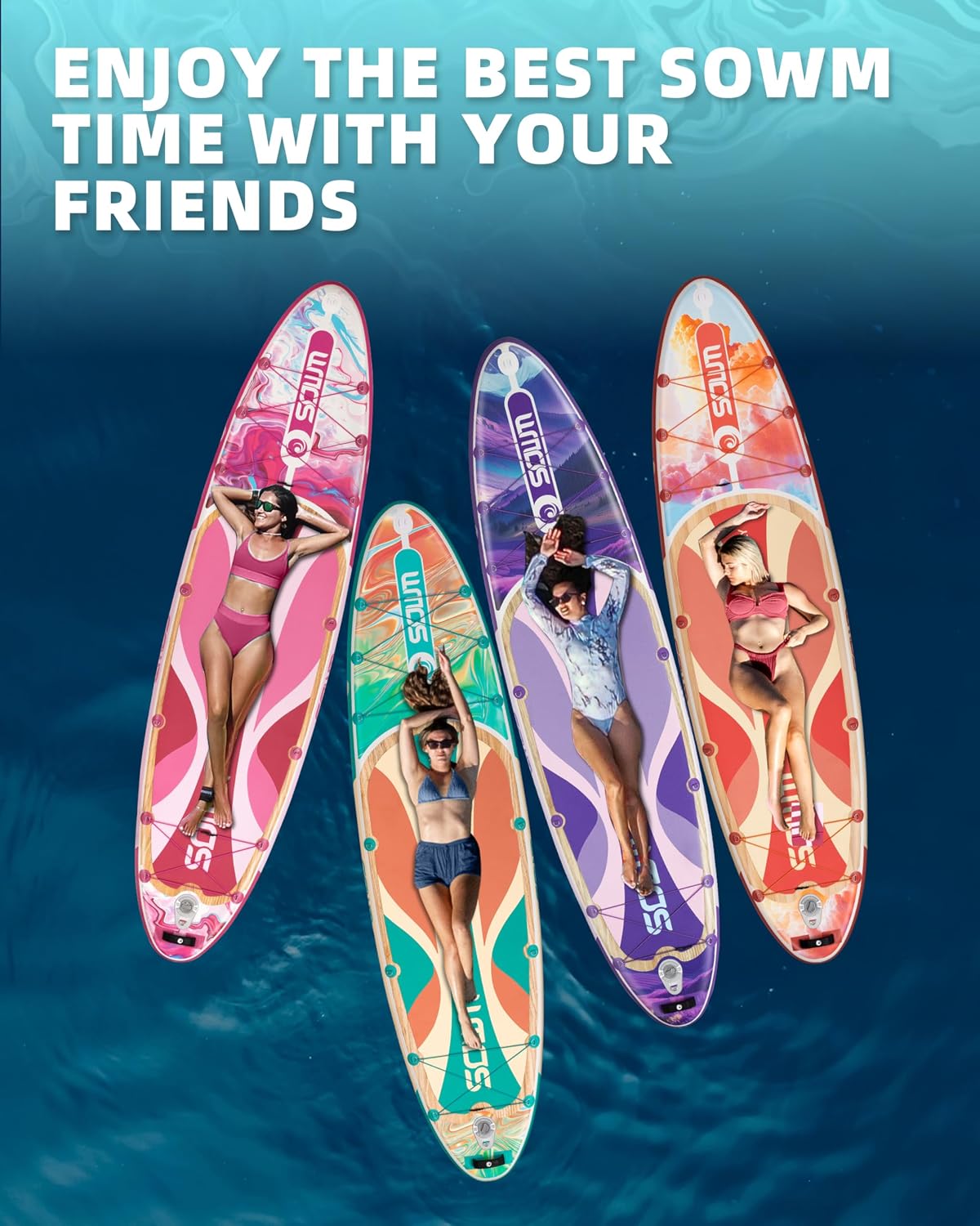 11'*33'/34' Inflatable Stand Up Paddle Board for Beginners,400/420lbs Capacity, Anti-Slip EVA Deck, Includes Adjustable Paddle, Pump, Backpack & SUP Accessories for Surfing, Fishing, Yoga & More