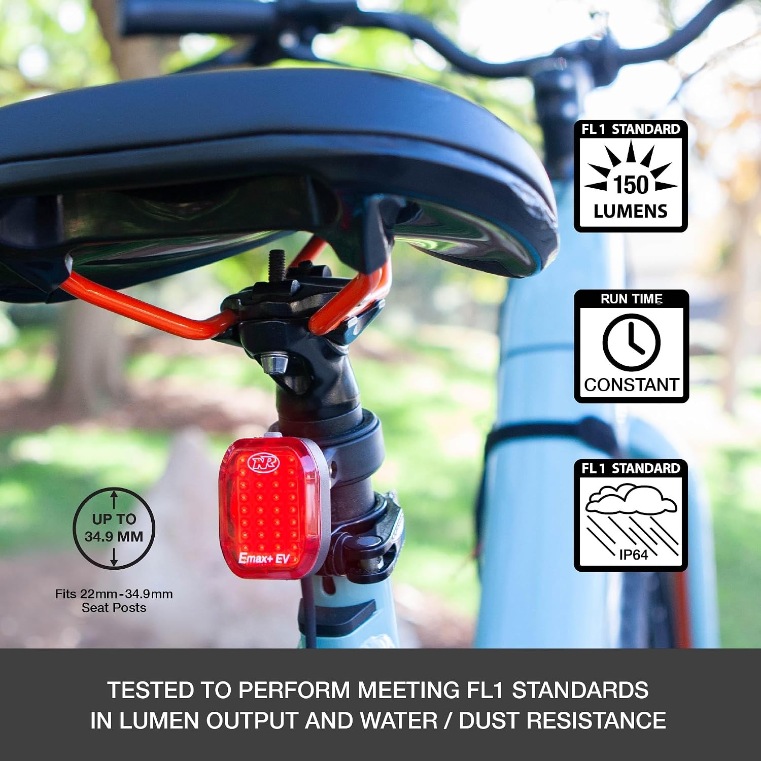 NiteRider EPro 1000 + Emax+ 150 E-Bike Light Combo – 1000 Lumen Front & 150 Lumen Rear Hardwired Lights for Electric Bikes, IP64 Rated, 8 Modes, Fits Class 1/2/3, Handlebar & Rack/Seatpost Mounts