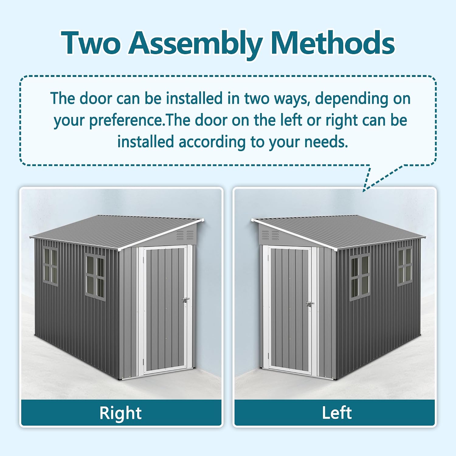 4x10 Ft Outdoor Metal Shed, Heavy-Duty Storage Shed with Floor Kit for Tools and Bikes, Lean to Shed with Left/Right Door and 2 Windows
