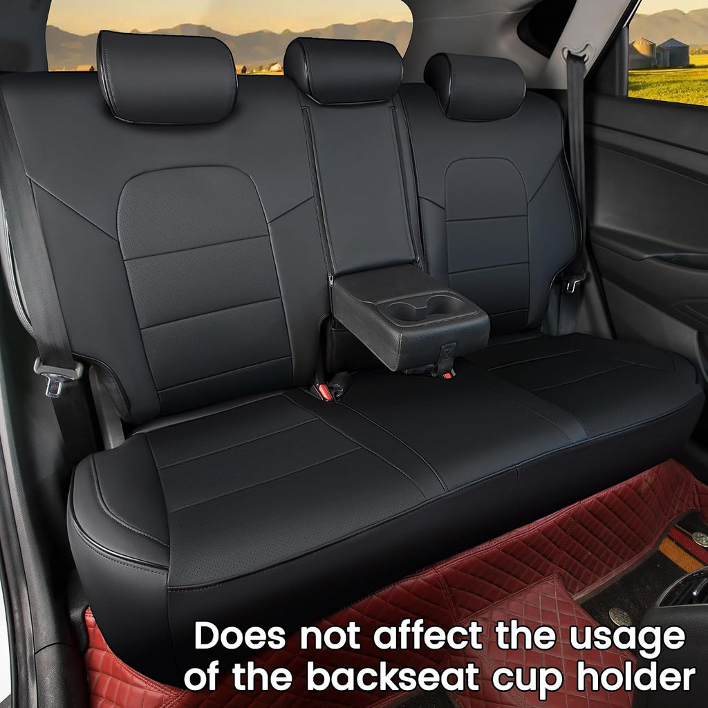 HKZ Custom Fit Tucson Seat Covers for Hyundai Tucson 2016 2017 2018,5-Seats Full Set,Leather (Black,)