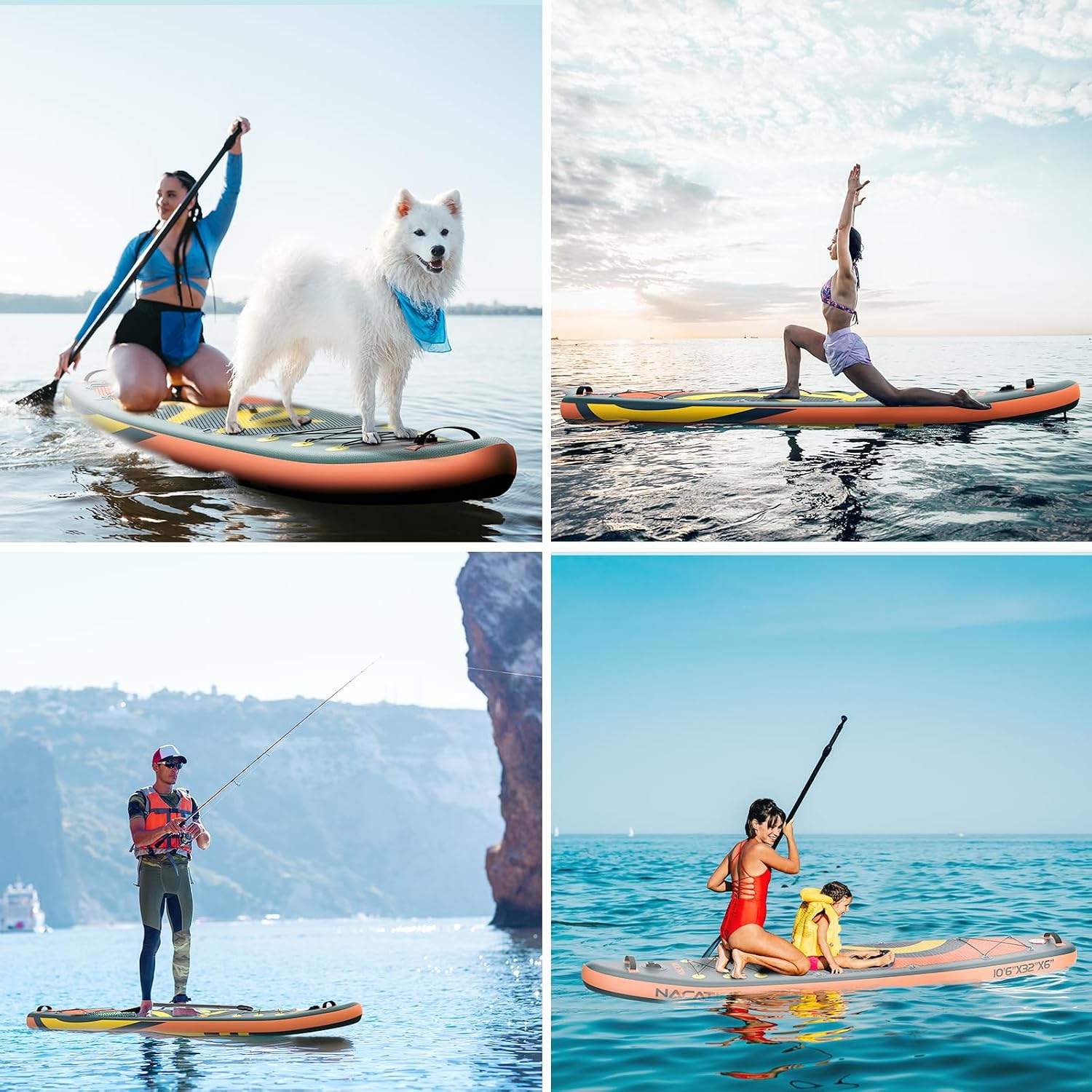 NACATIN Inflatable Stand Up Paddle Board,10'6'Upgrade Version Blow Up Paddle Boards for Adults with Premium SUP Accessories& Backpack,Adjustable Paddle,Camera Mount,Hand Pump, for Lake, River, Yoga