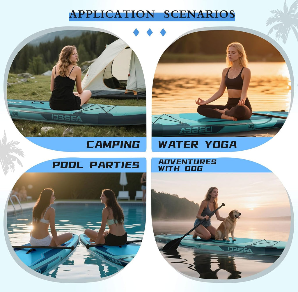 11 ft Inflatable Paddle Board with SUP Accessories, Non Slip EVA Deck, Extra Long Extra Wide iSUP, All Around Stand Up Paddle Board for Adults & Youth