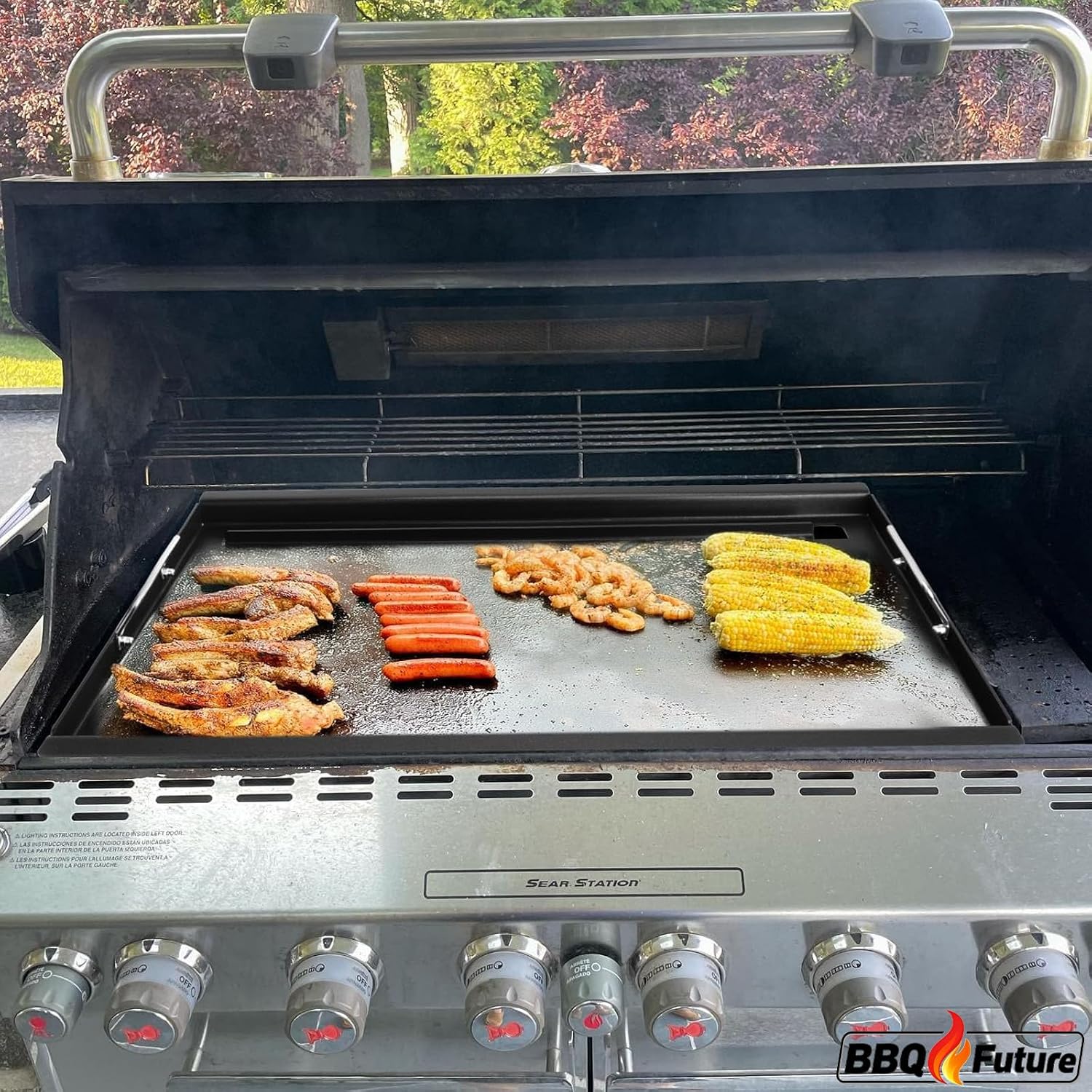 Full Size Griddle Insert for Weber Summit 600 Series E/S 650 640 660 670 Gas Grills With Smoker Box, Heavy Duty Flat Top with Spatula Set for Weber Grill Replacement Parts 67552