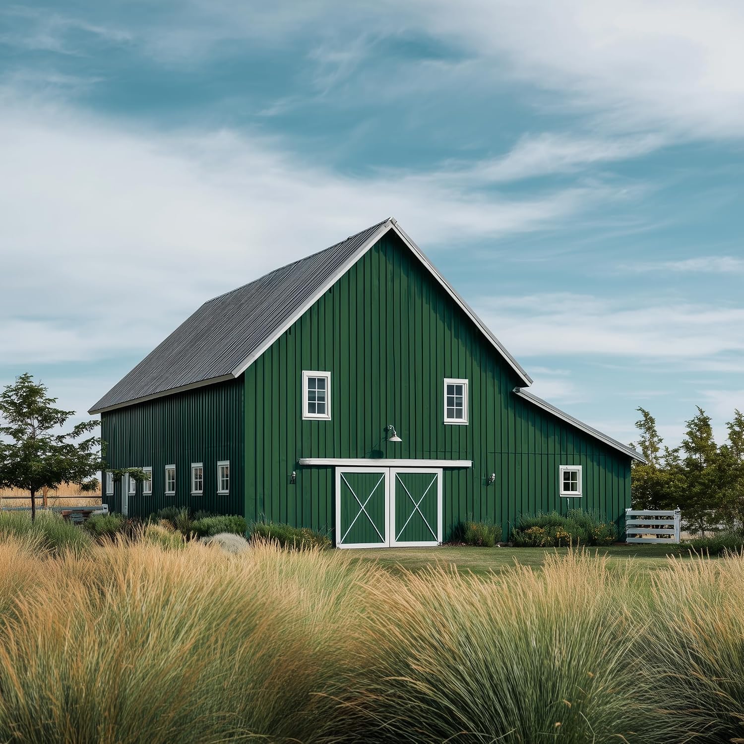 EVOLVE Barn & Fence Paint, Flat (Hunter Green), 5 Gallon – Durable Scratch-Resistant Wood Coating for Outbuildings & Fences, Fast-Dry Water-Based Formula